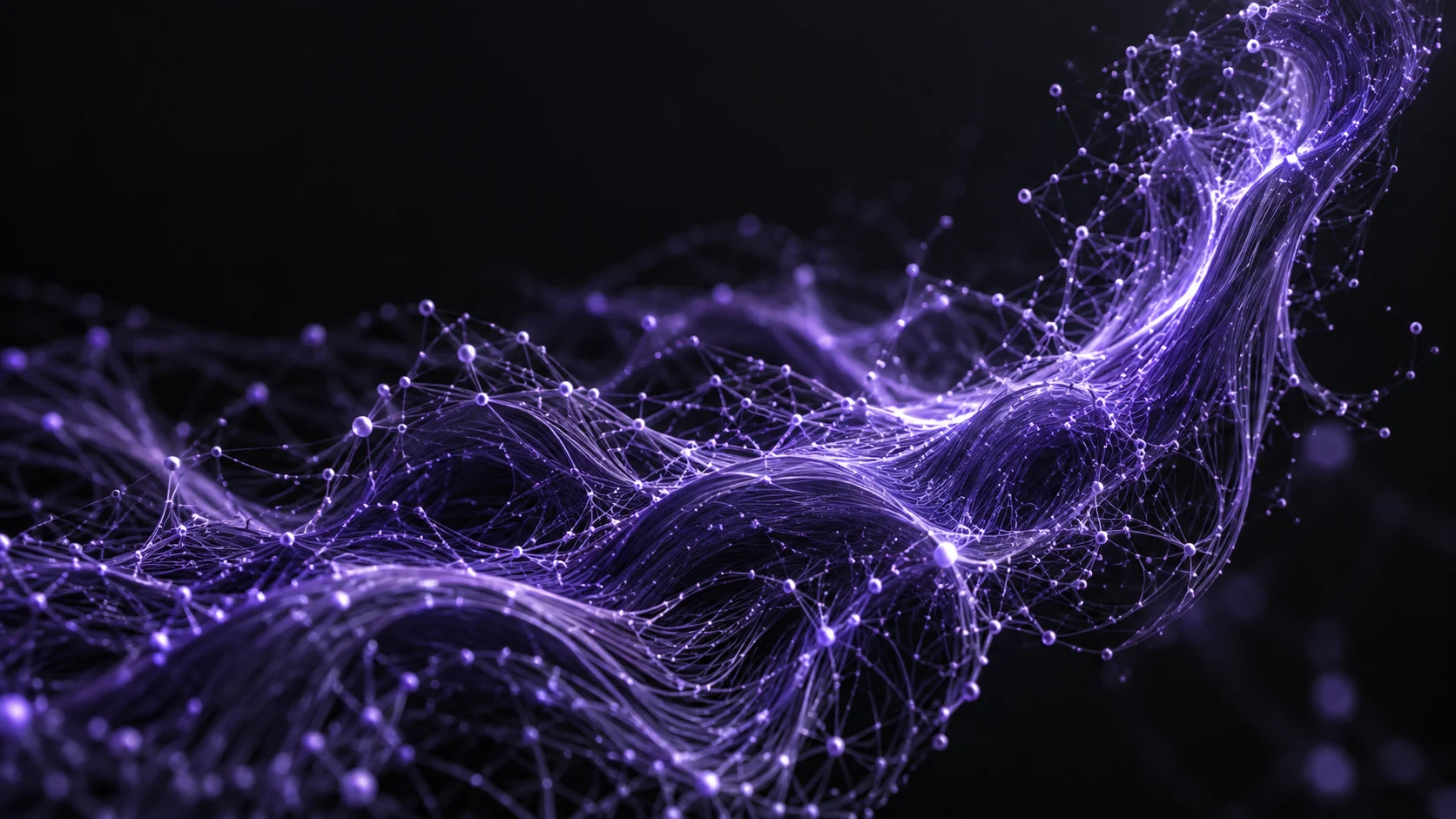 Abstract violet network of connected neural threads