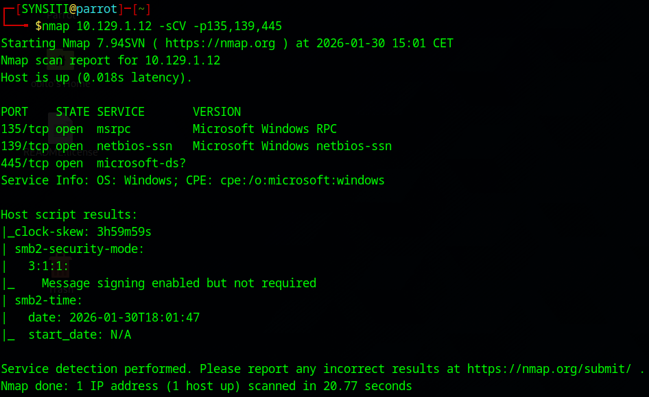 Dancing nmap scan results