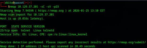 Meow nmap scan results