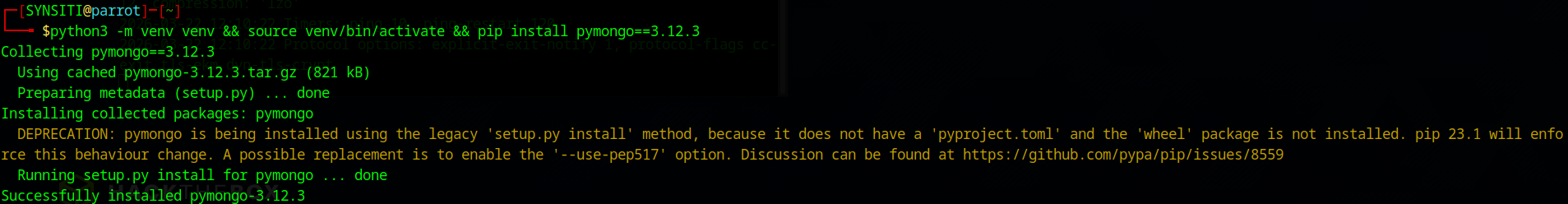 Installing pymongo 3.12.3