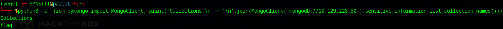 MongoDB list collections output