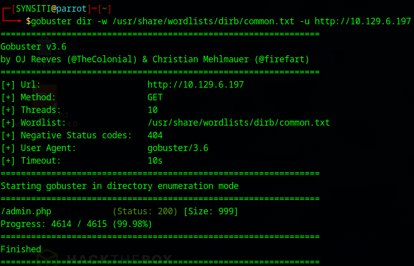 Preignition gobuster admin panel