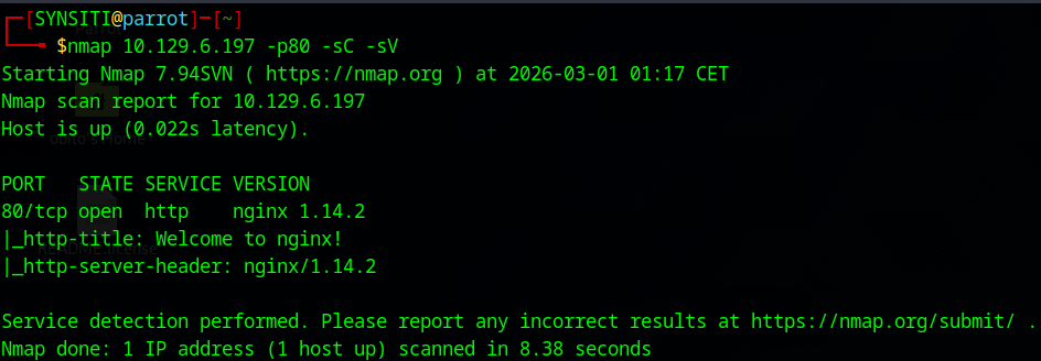Preignition nmap scan results